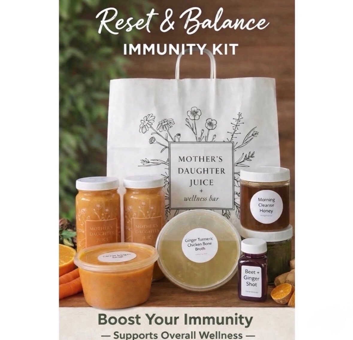 Give Your Immune System a Seasonal Boost! ✨

Our 𝗥𝗲𝘀𝗲𝘁 + 𝗕𝗮𝗹𝗮𝗻𝗰𝗲: 𝗜𝗺𝗺𝘂𝗻𝗶𝘁𝘆 𝗕𝗼𝗼𝘀𝘁 𝗞𝗶𝘁 combines nourishing juices + warming favorites to support overall wellness, all in one easy bundle.

𝗞𝗜𝗧 𝗜𝗡𝗖𝗟𝗨𝗗𝗘𝗦:

-𝟮 &lsquo