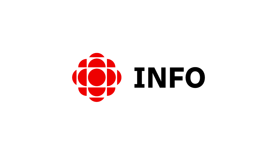 CBC radio logo with a red circular symbol and black text on a white background.