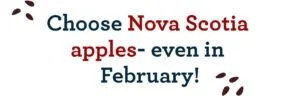 Text graphic promoting Nova Scotia apples in February.