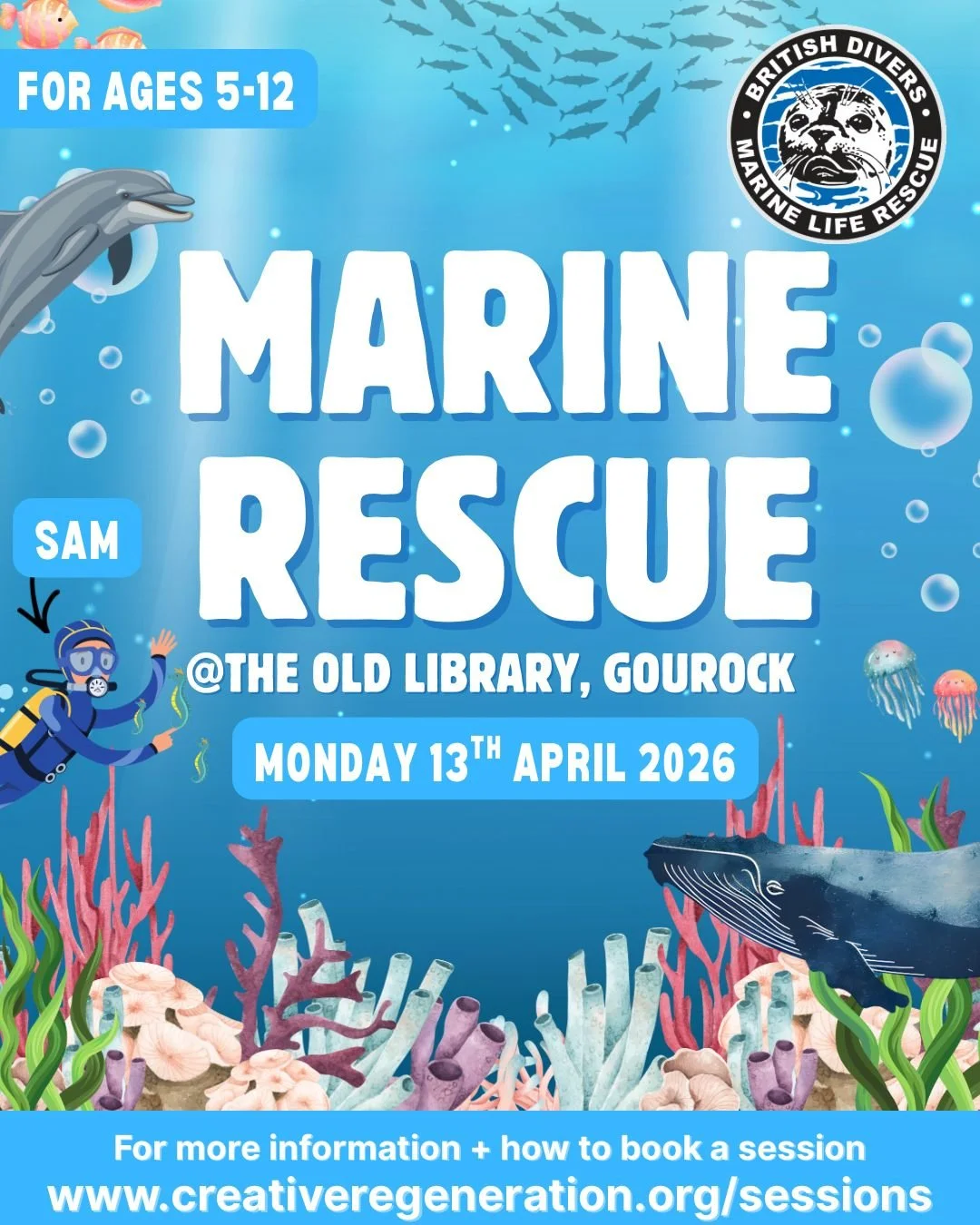 MARINE RESCUE
 Age 5-12
 
 

Join us for an exciting, hands-on marine rescue experience with Sam, a marine biologist and Marine Mammal Medic with British Divers Marine Life Rescue.

Sam will guide the children through a fun and educational mock marin