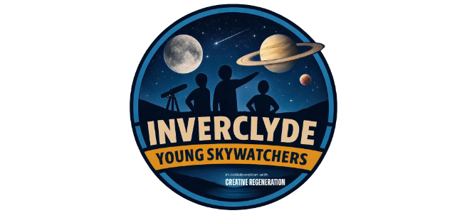 INVERCLYDE YOUNG SKYWATCHERS
 Age 8-18
 
 
A monthly gathering of youngsters exploring and learning together about the wonders of the night sky, the science of space and the universe using the latest digital telescopes and computer software.
 
 
Deli