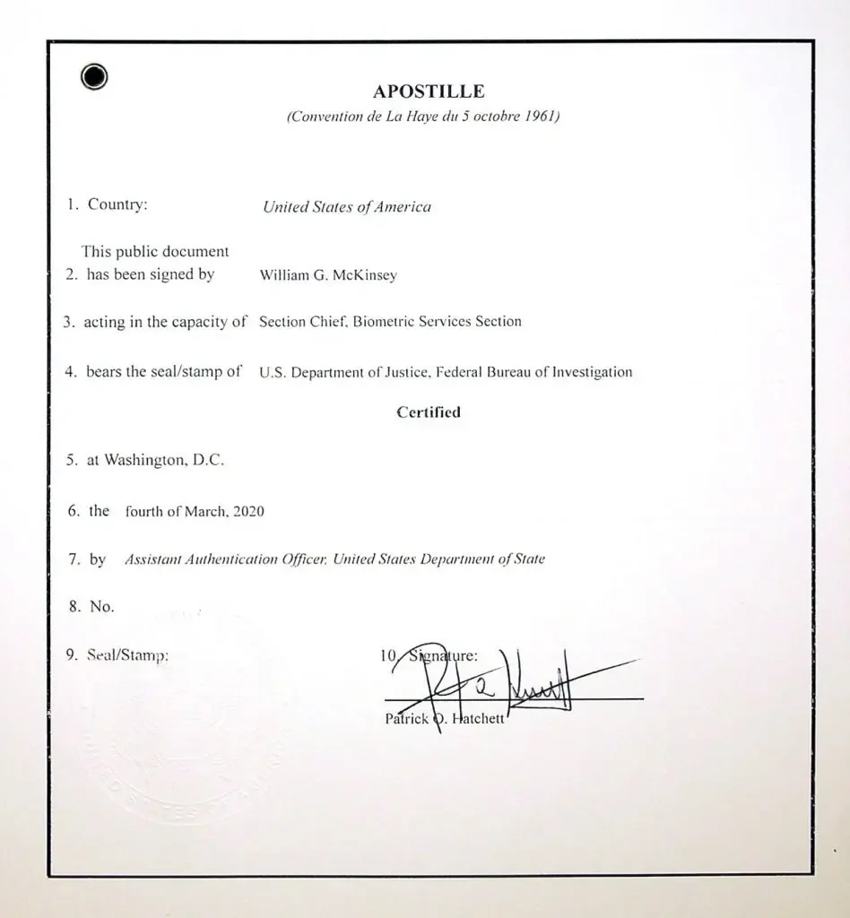 FBI Identity History Summary - How to Apostille a FBI Criminal Background Check