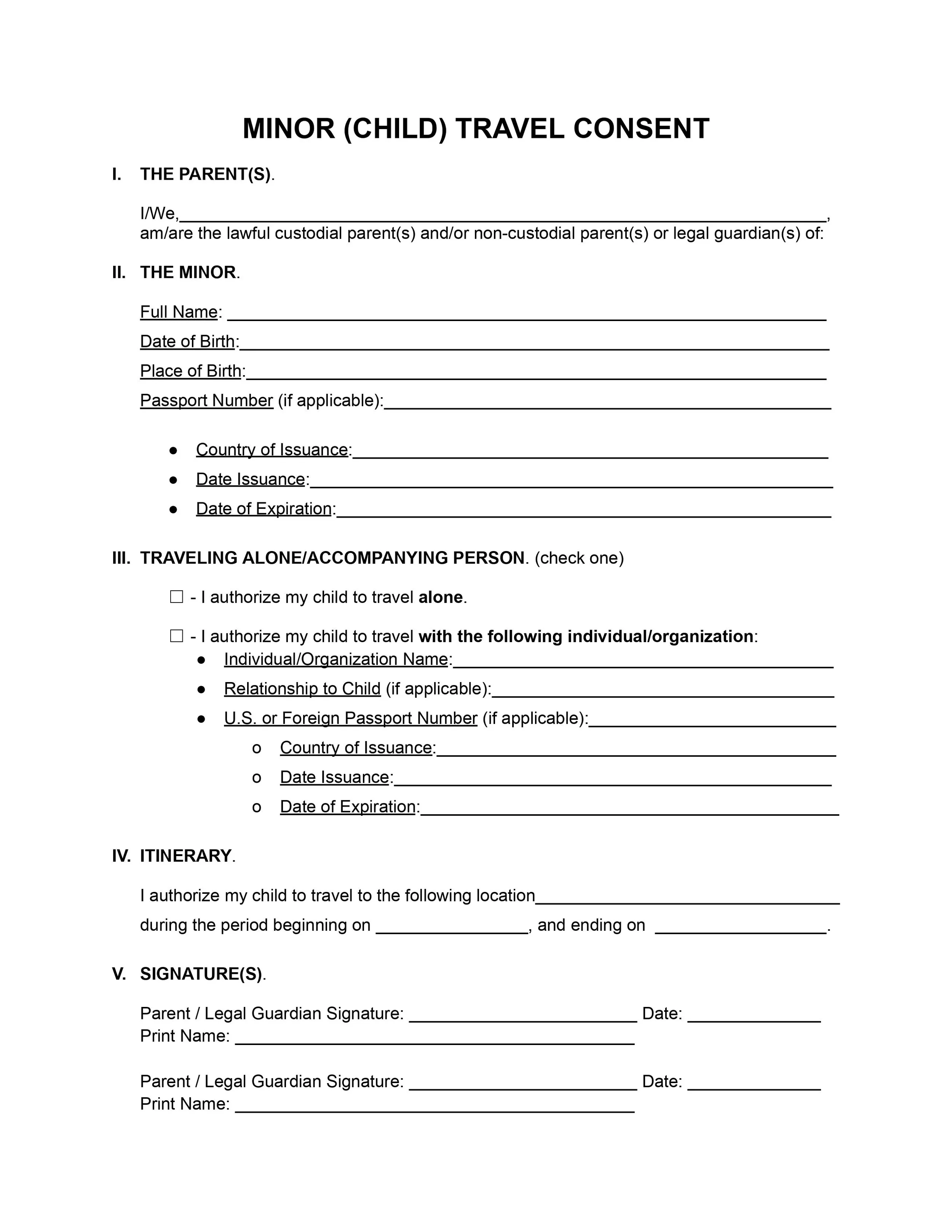 Notarization and Apostille of a Child Travel Consent Form