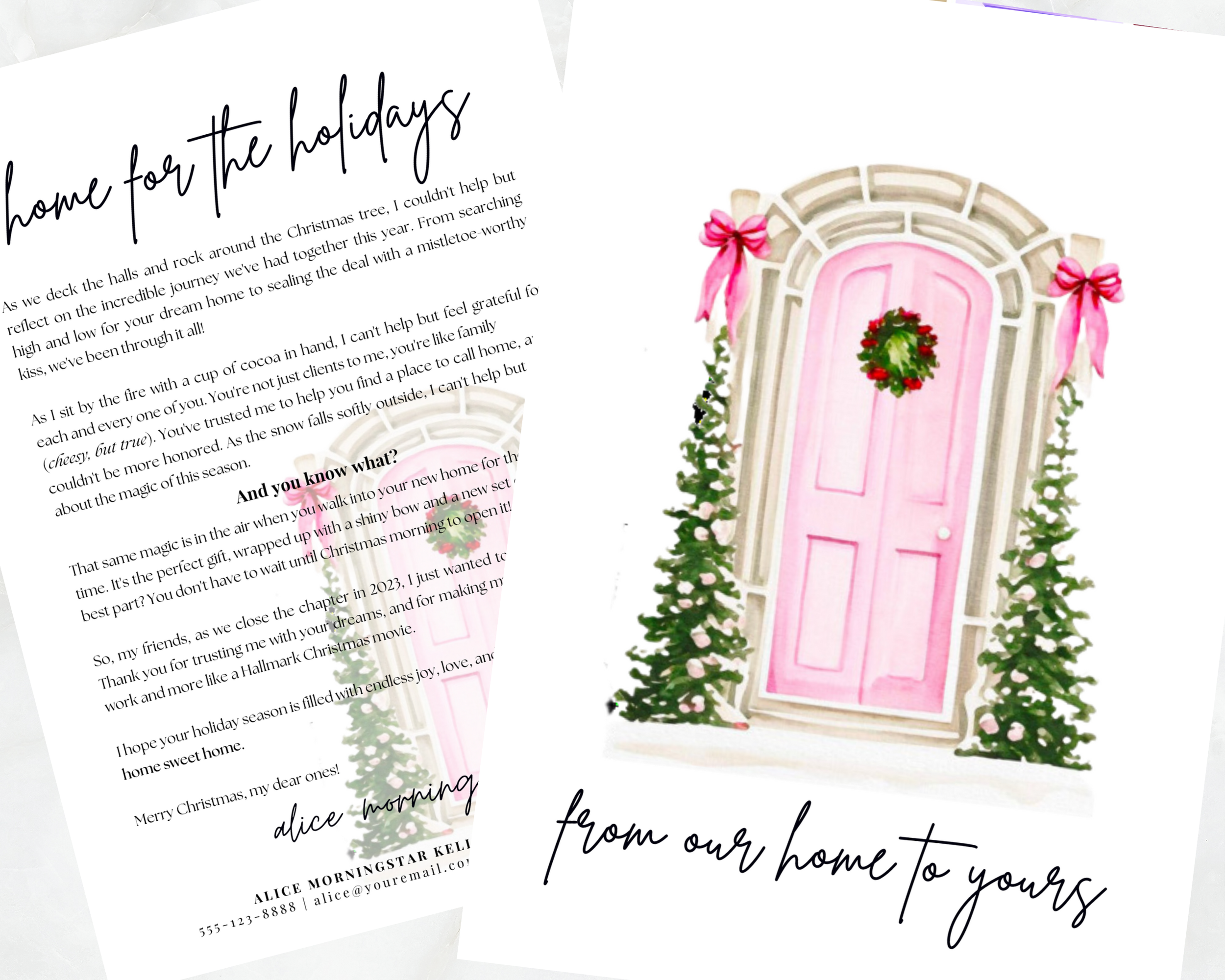 Pink Christmas Door Postcard