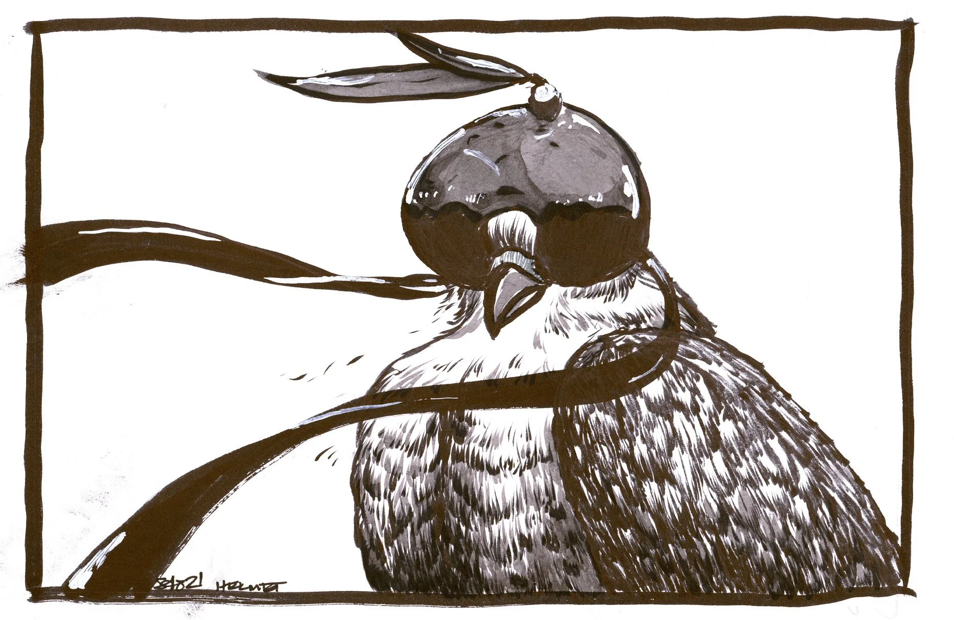 Inktober - Helmet    Ink on Paper