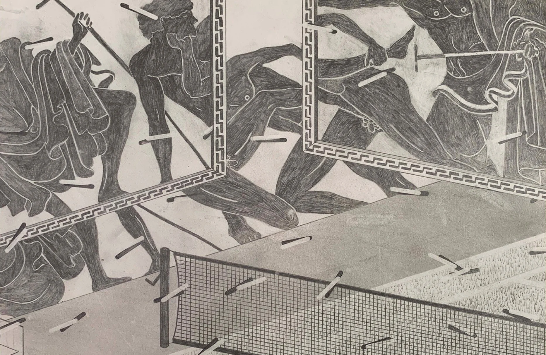 "Tennis Fight"     Pencil on Paper