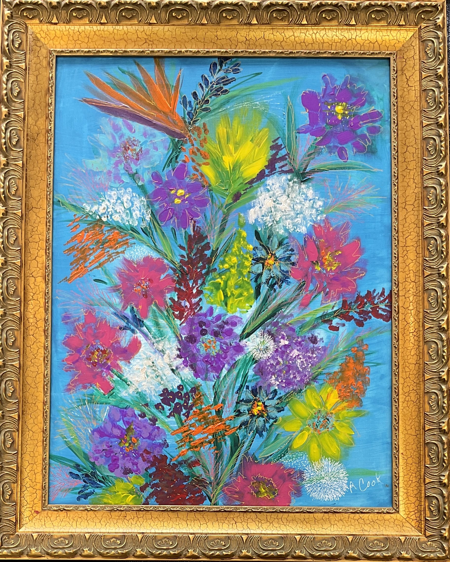 Floral with gold frame
