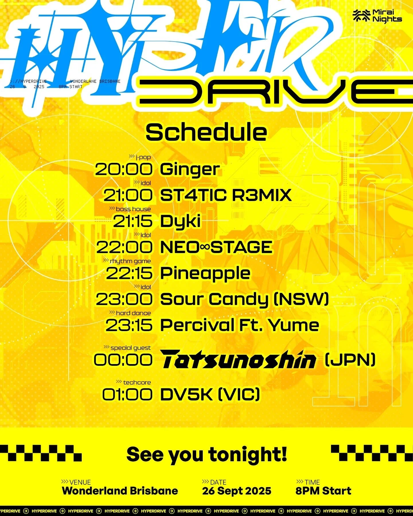 Dropping in hot!! 
✅️ Soundcheck complete!
✅️ Special guests arrived!
✅️ Gaming, Kandi, candy, merch ready!
We are ready for lift-off! See you at Hyperdrive tonight!