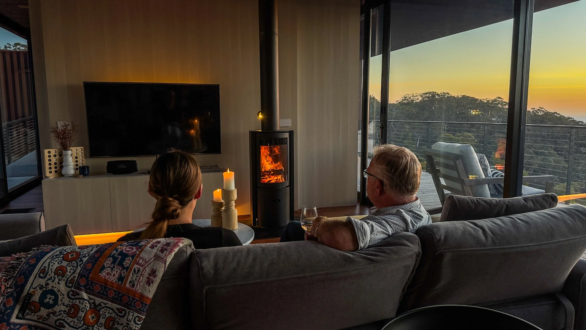 fireplace with a view
