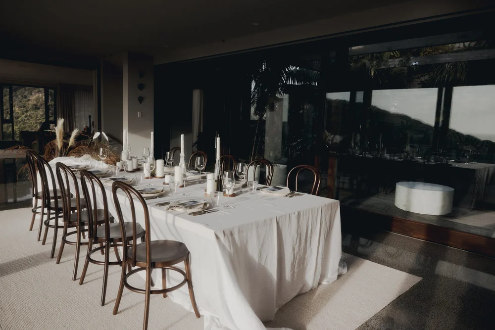 The long dining table set for the Glassons AW25 dinner