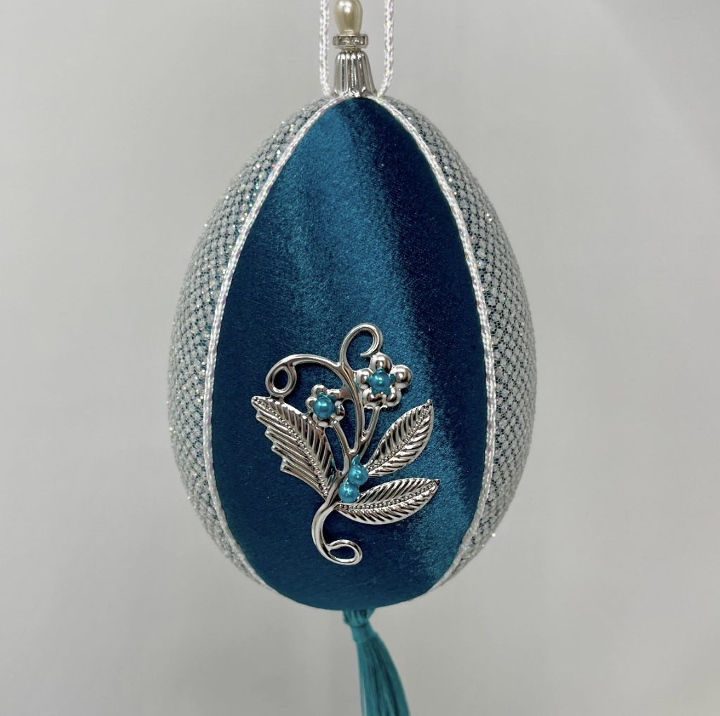 KK-232 "Jewel T" Deep Turquoise Satin with Mesh Overlay - 4.7" x 3.5"