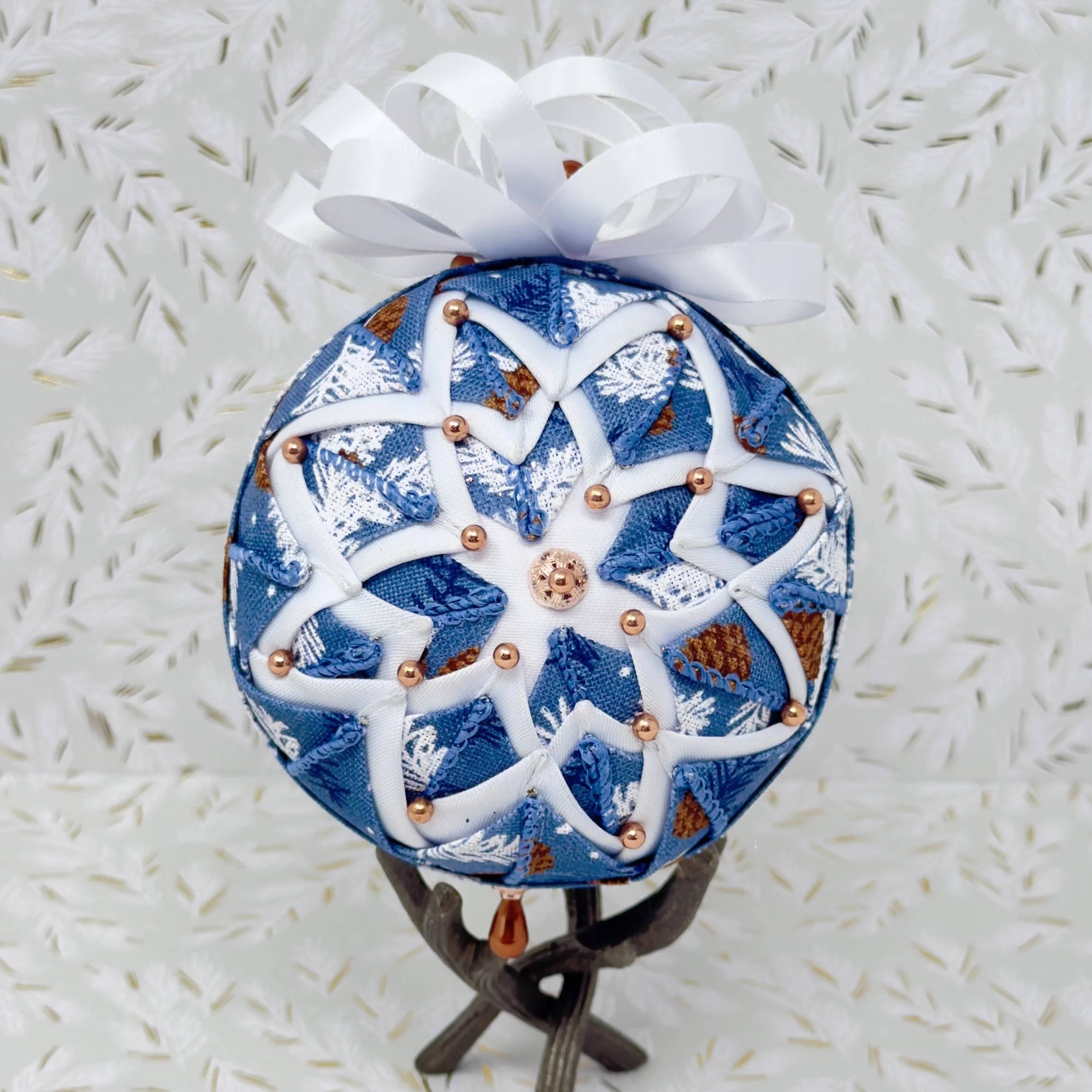 QK-354 "Copper Ridge Cross Star II' 4" (10cm) Ribbon diy Ornament Kit