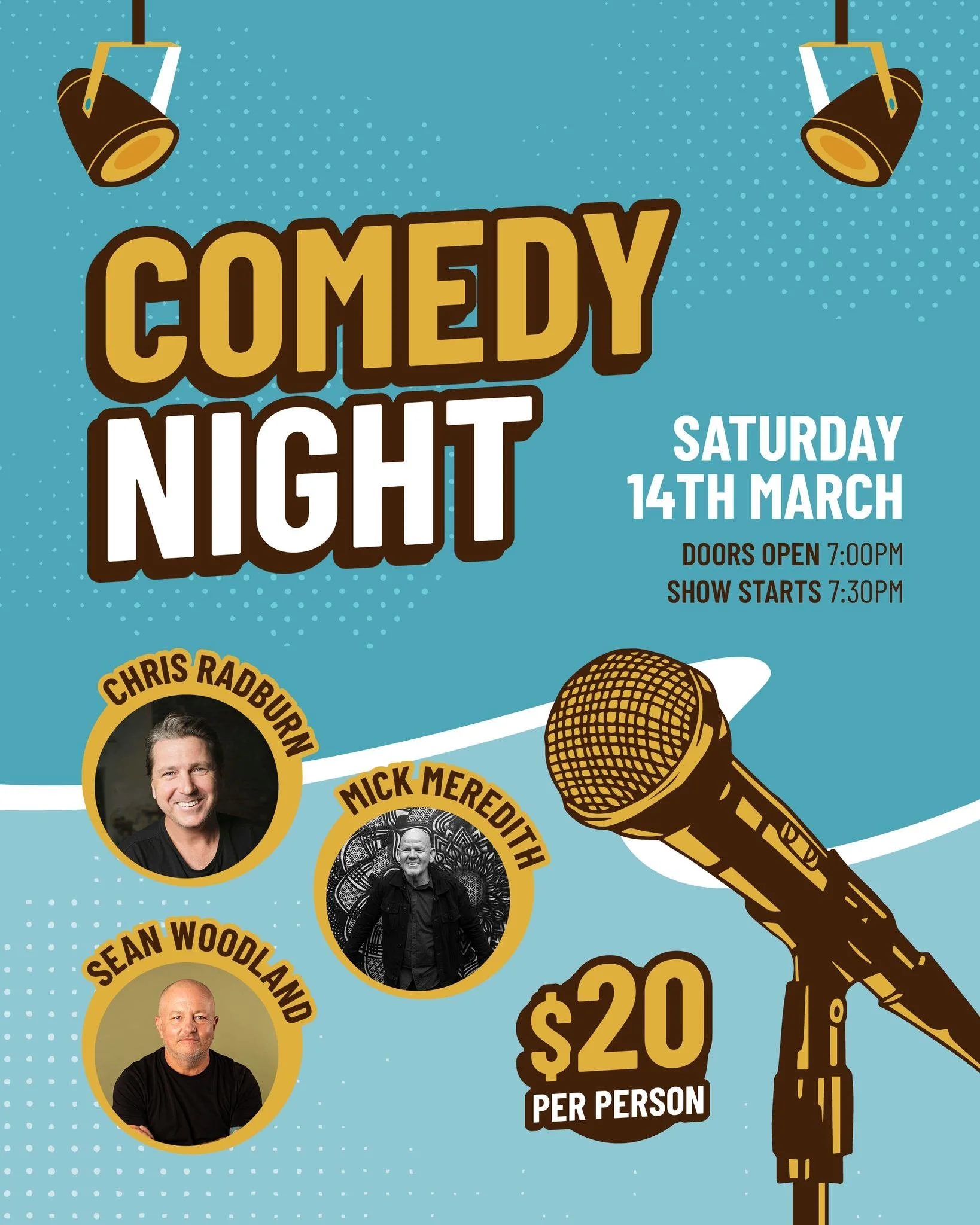 Big laughs incoming 😂 Join us Saturday 14th March for a huge comedy night at the Bowlo with Sean Woodland, Mick Meredith &amp; Chris Radburn all hitting the stage.

Three very different styles. One cracking night out.

&bull; Doors open: 7pm
&bull; 