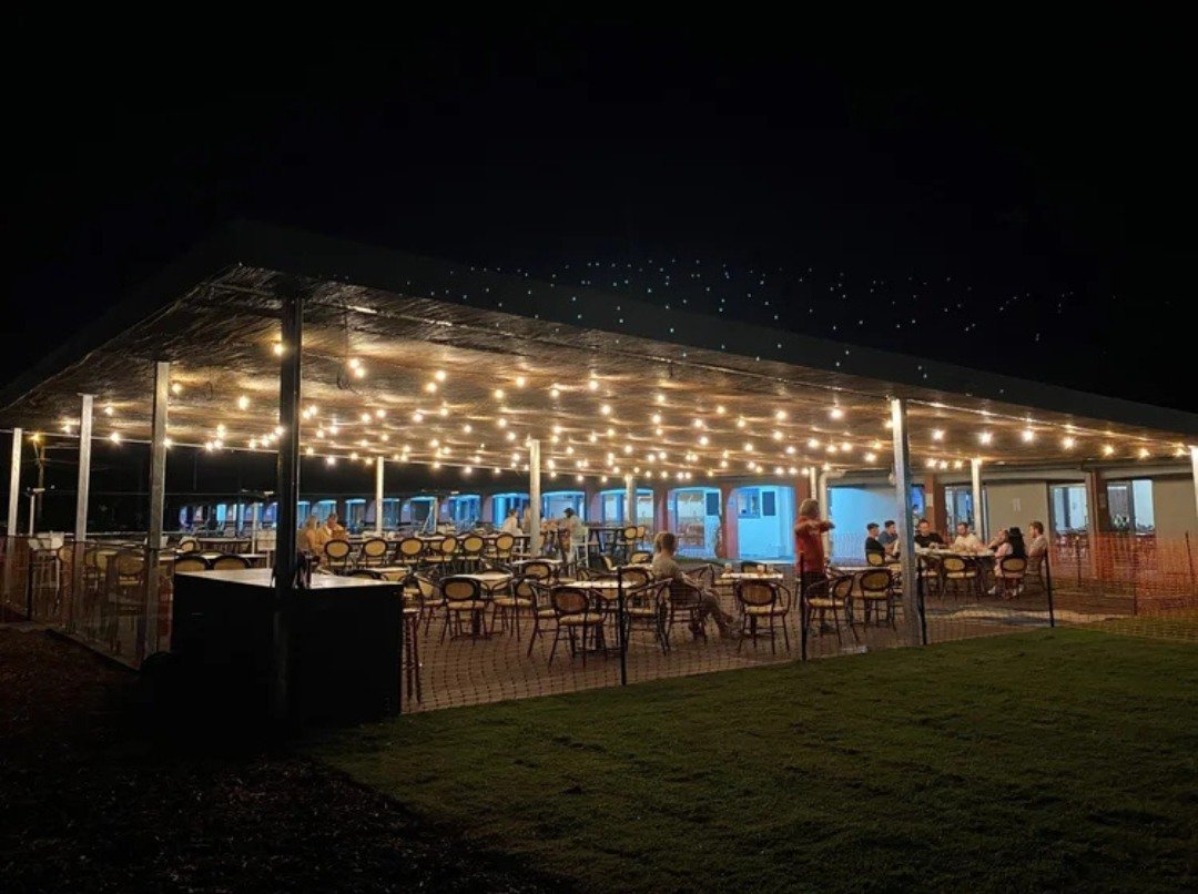 One of our favourite spots at the Bowlo! Our outdoor deck is a winner all year round, just as good by day as it is at night.

✔️ Huge TV screen
✔️ Right near the cocktail bar
✔️ Flows straight from The Sands Room
✔️ Space for up to 150 people
✔️ Heat