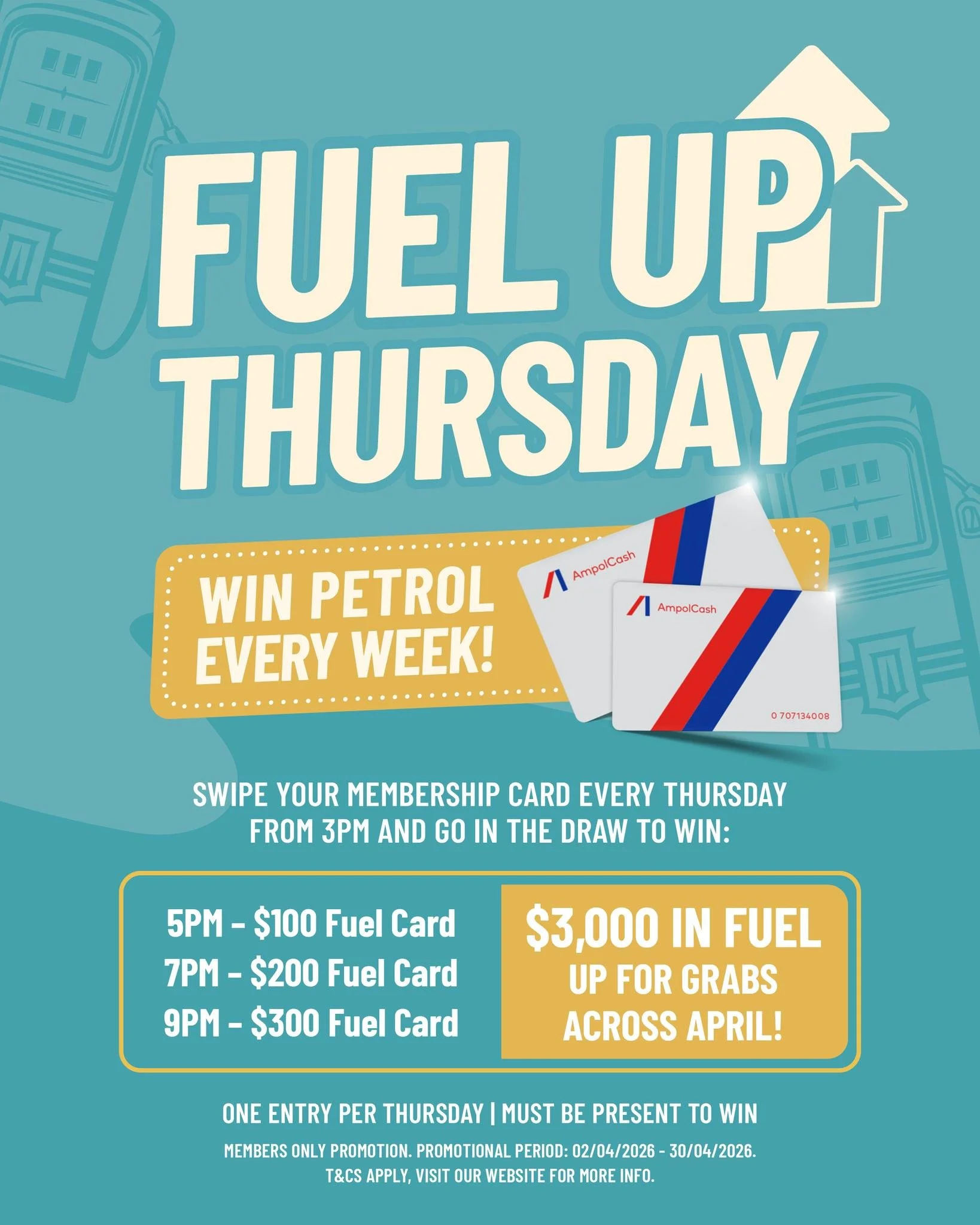 ⛽ LAST CHANCE TO FUEL UP! 👀

Tomorrow is the final Fuel Up Thursday at the Bowlo, so don&rsquo;t forget to swipe your membership card at the kiosk from 3pm to go in the draw.

Your chance to win:
🕔 5pm &ndash; $100 fuel voucher
🕖 7pm &ndash; $200 