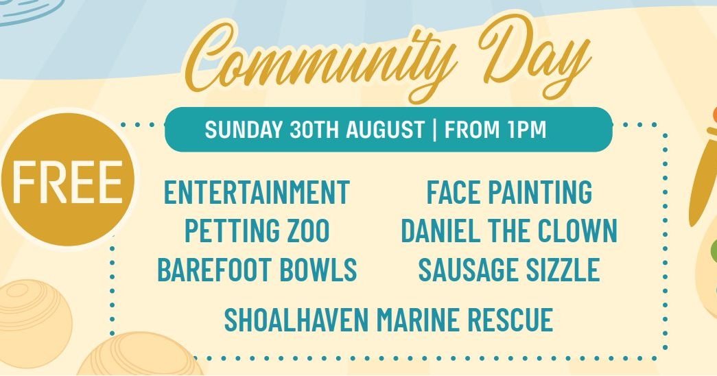 ☀️ **COMMUNITY DAY AT CULBURRA BOWLO!** ☀️

Looking for something fun to do with the family this Sunday? Come along to **Culburra Bowlo&rsquo;s Community Day** for an afternoon packed with **FREE family fun and entertainment!** 🎉

📅 **Sunday 30th A