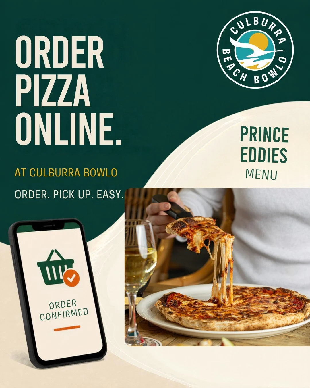 YOUR BOWLO FAVOURITES, NOW ONLINE

Order your Prince Eddie's faves online at https://shorturl.at/EuyOv

Takeaway just got easier.

Order your favourites from Culburra Bowlo online, choose what you&rsquo;re craving, place your order and we&rsquo;ll ge