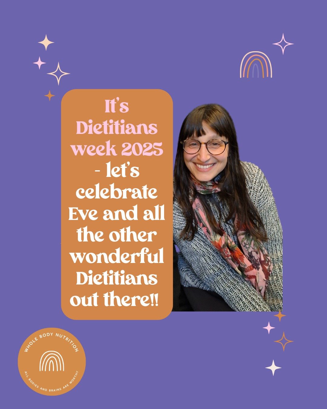 💜Happy Dietitians Week! 💜

Today I want to give a big shoutout to the incredible Eve, the brilliant dietitian on our team. Her compassion, curiosity, and deep respect for neurodivergent clients shines through in everything she does.

Eve brings so 
