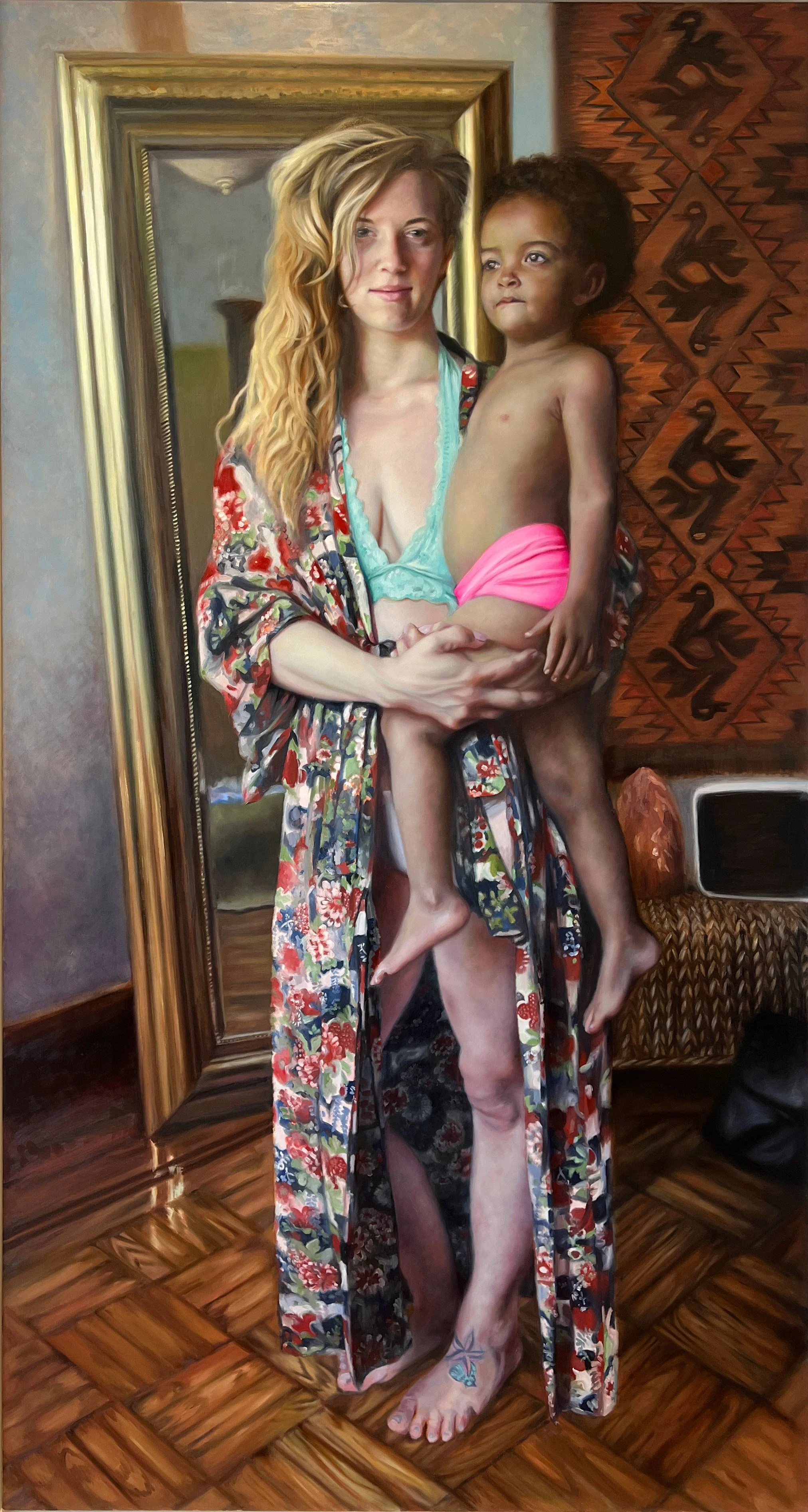 Mother and Child, 2026, Oil on linen, 66 x 35”