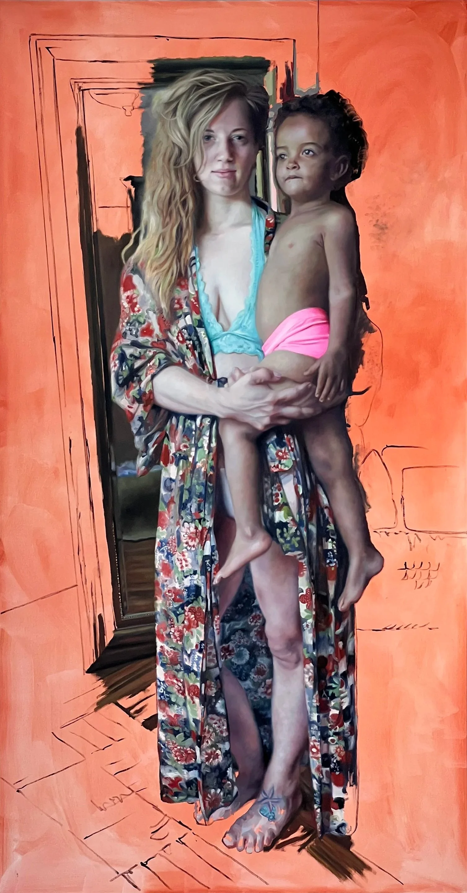 Anna and Nola, 2022, Oil on linen, 51 x 34”