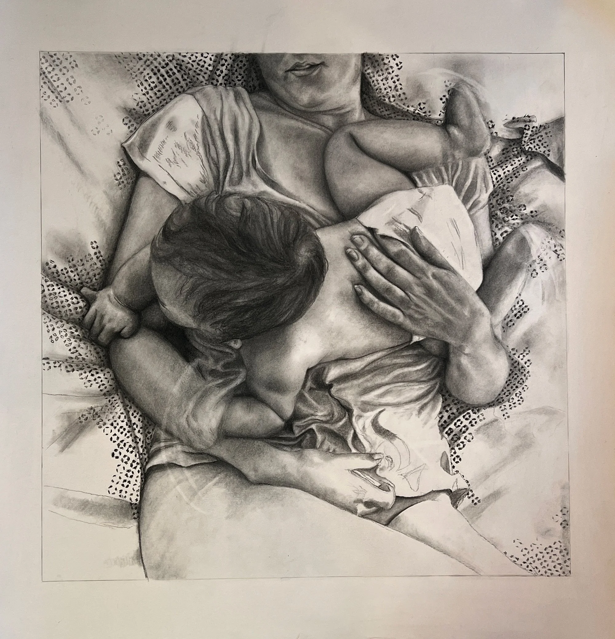Noon, 2020, Charcoal on paper, 25 x 25”