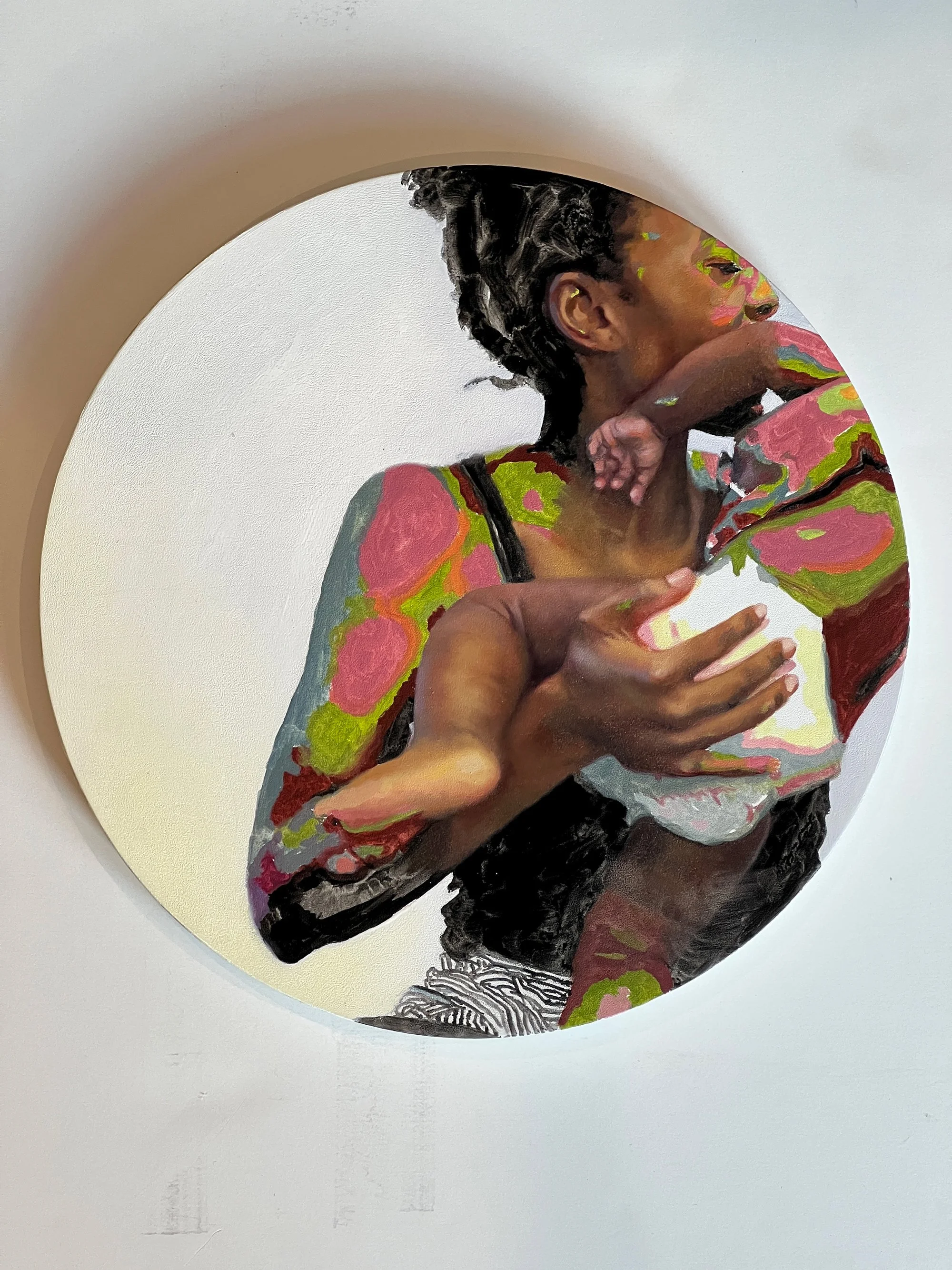 Orbit 1, 2022, Oil on panel, 12” tondo