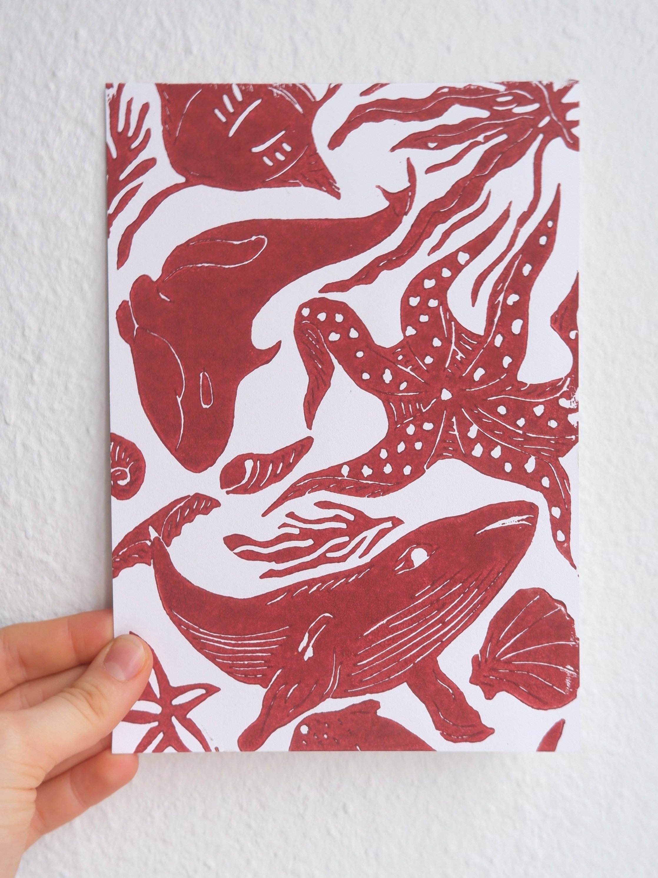 under the sea lino print - medium