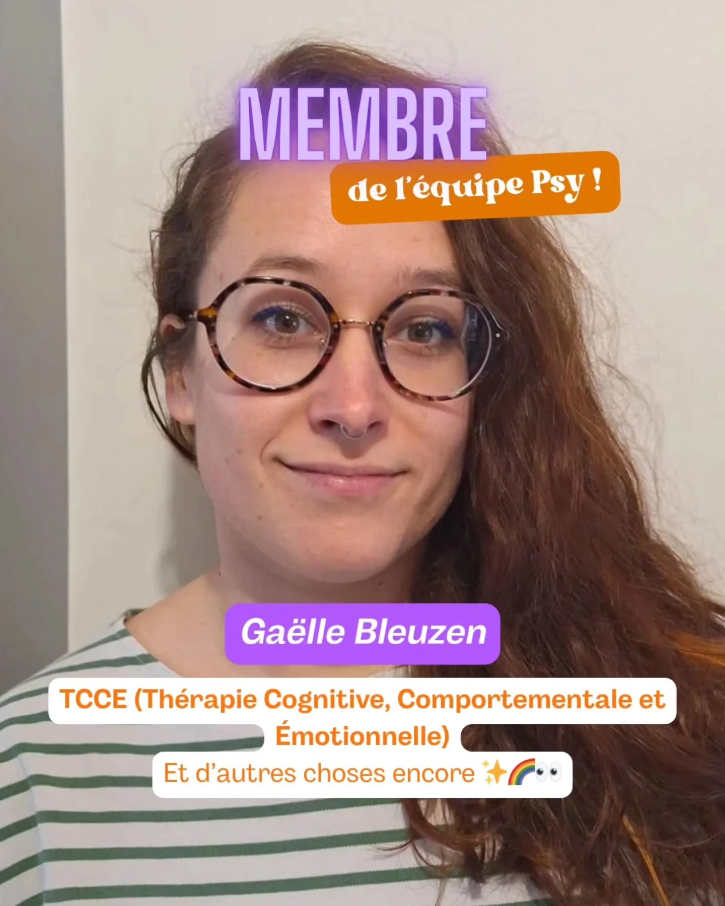 Présentation de Gaëlle, une des membres de l’Équipe Psy ✨️ d’Evimeria ⬇️
Les points clés :
💼 Diplômée d'un Master en Neuropsychologie Clinique à l'Université de Paris + formation en 3