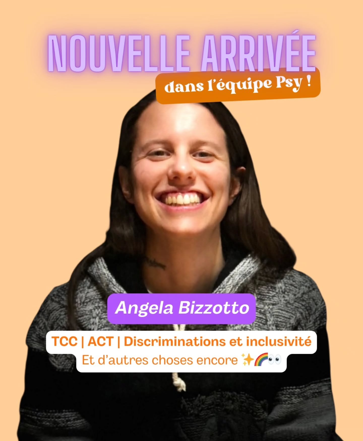 Angela rejoint l&rsquo;&eacute;quipe Psy d&rsquo;Evimeria ✨️

On est trop happy d'int&eacute;grer une nouvelle psy dans l&rsquo;&eacute;quipe (toutes les infos pour prendre rdv avec elle sont sur le site, lien dans la bio 👀)

Les points cl&eacute;s 