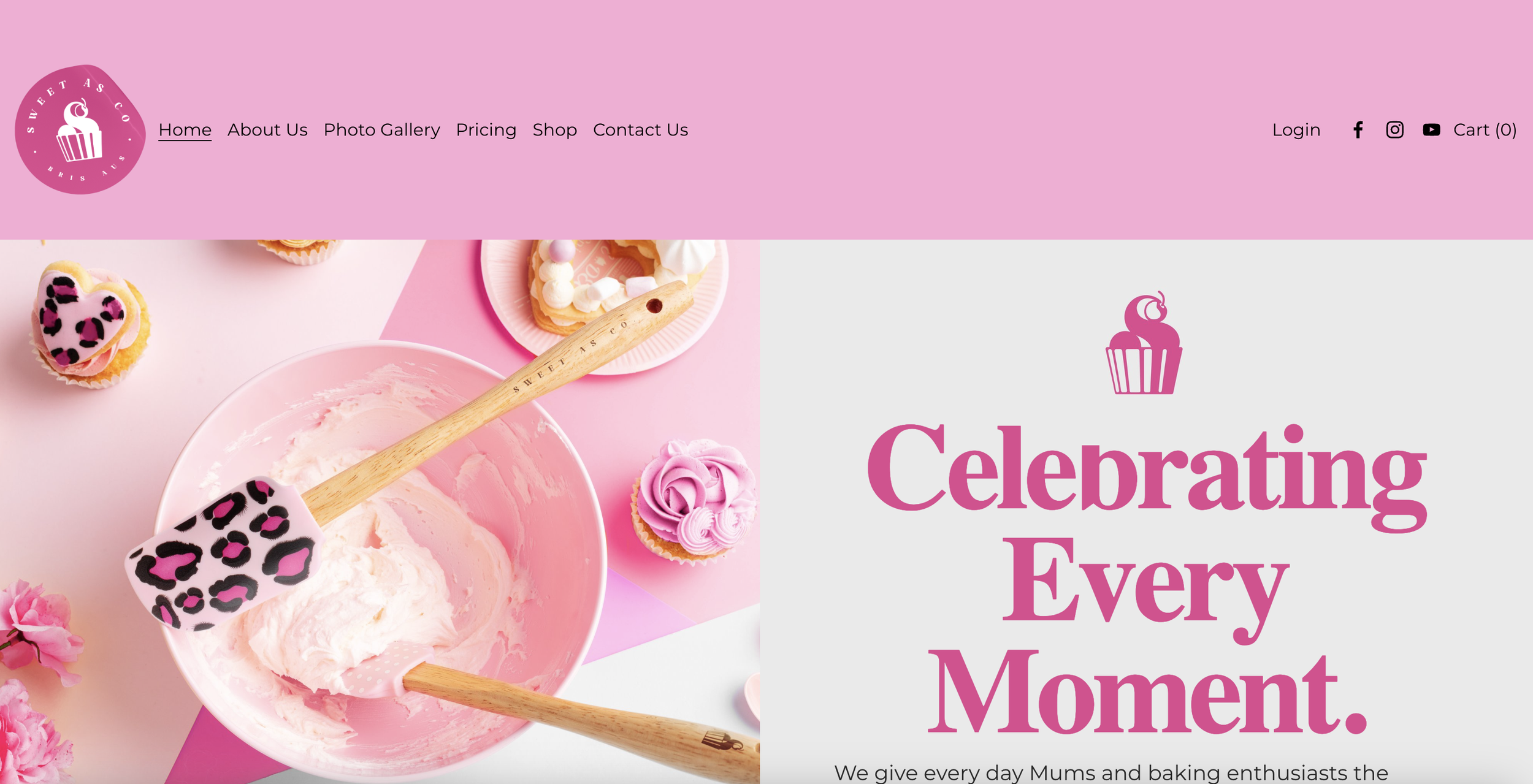 A website home page screenshot from Sweet As Co.