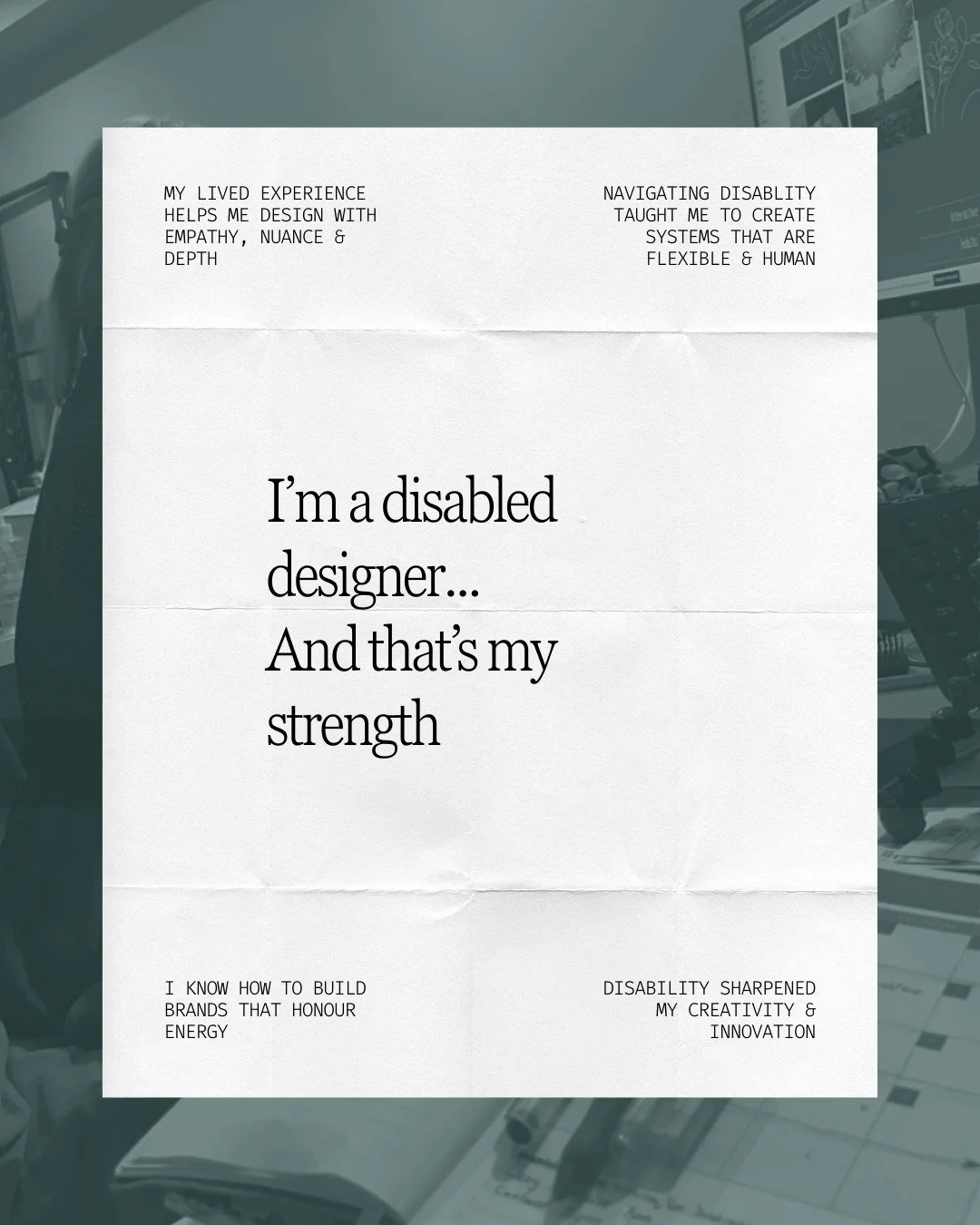 People often assume disability makes business harder - but in my work, it&rsquo;s one of the greatest advantages I have as a designer.

Living with bipolar, autism, ADHD, and chronic illness, and pain has shaped the way I design, communicate, pace pr