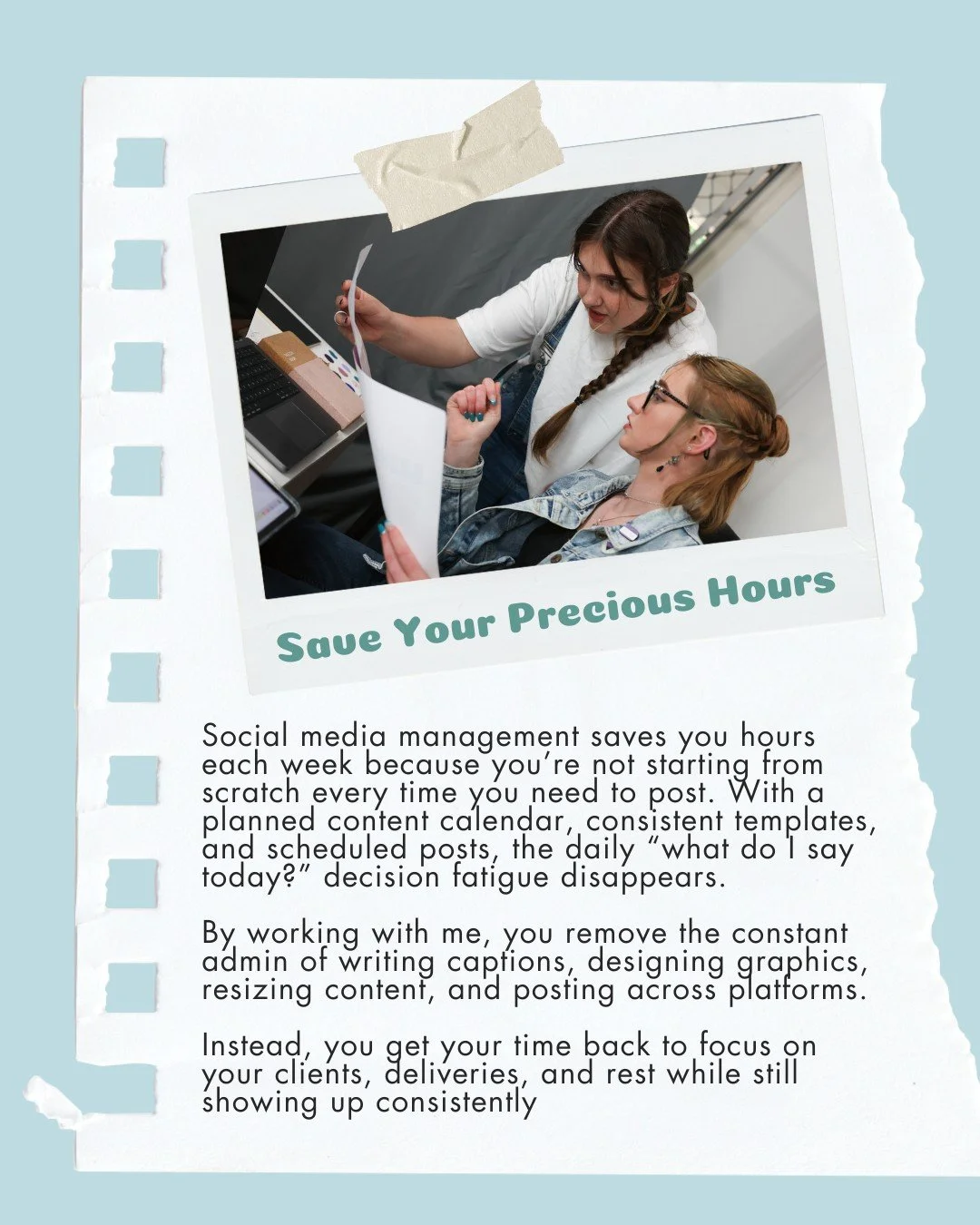 Social media doesn&rsquo;t steal your time because of posting.

It steals your time because of the decisions.

I&rsquo;m Sam (they/them), a branding and social media manager working with health and wellness businesses, and this is the part most peopl