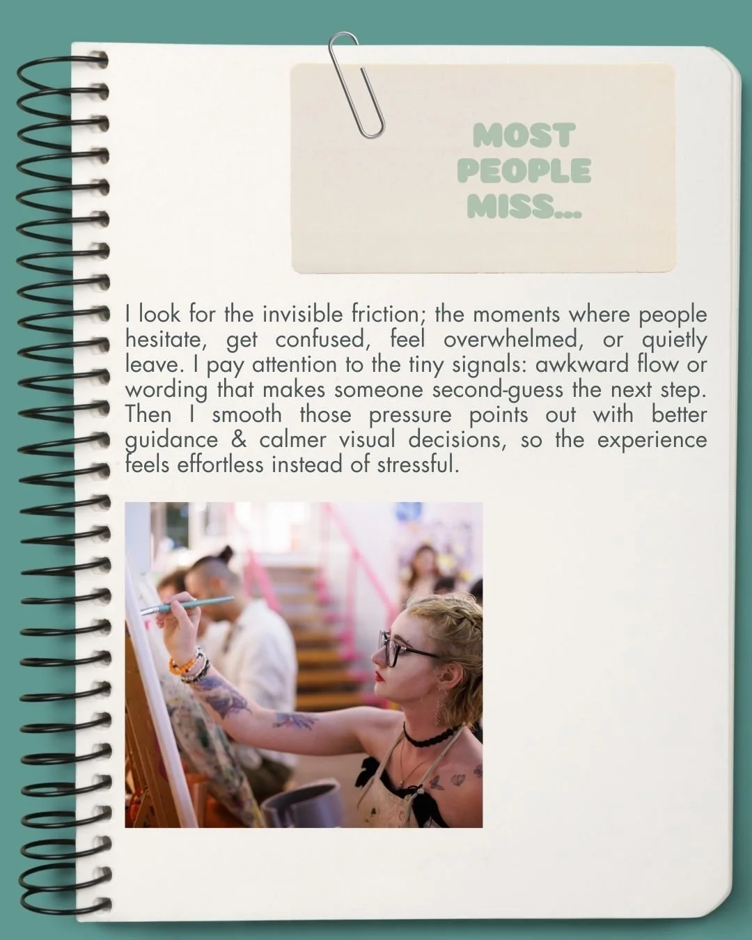 One of the most important parts of design is the part most people never even notice.

I&rsquo;m Sam (they/them), a branding specialist working with health and wellness businesses, and what I look for first isn&rsquo;t colour or layout. It&rsquo;s hes