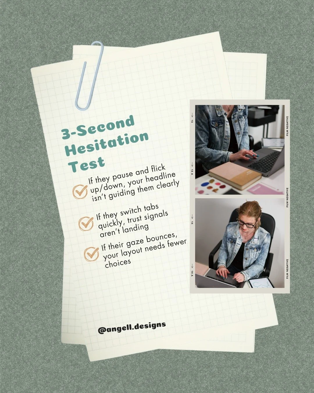 Most &ldquo;bad design&rdquo; isn&rsquo;t loud. It&rsquo;s tiny pauses.

I&rsquo;m Sam, a brand and web designer working with health and wellness businesses. One of the first things I look for when I get your brand is hesitation. The micro-moments wh