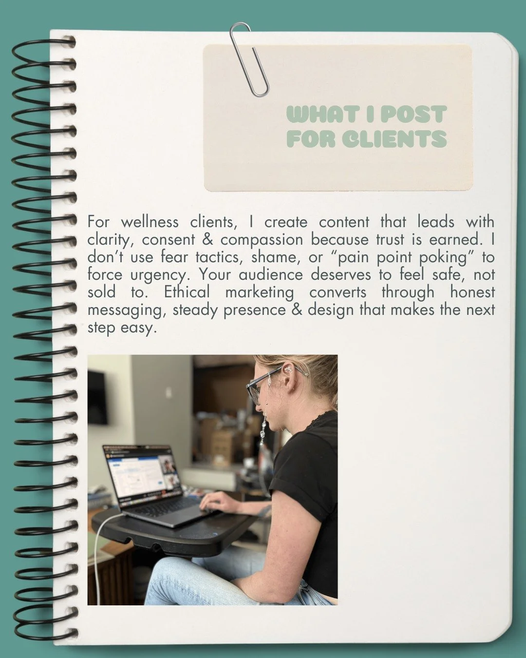 There&rsquo;s a lot I often choose NOT to post for clients. And that choice is extremely intentional.

I&rsquo;m Sam, a branding specialist and designer working with health and wellness business who want their marketing to feel ethical, grounded, and