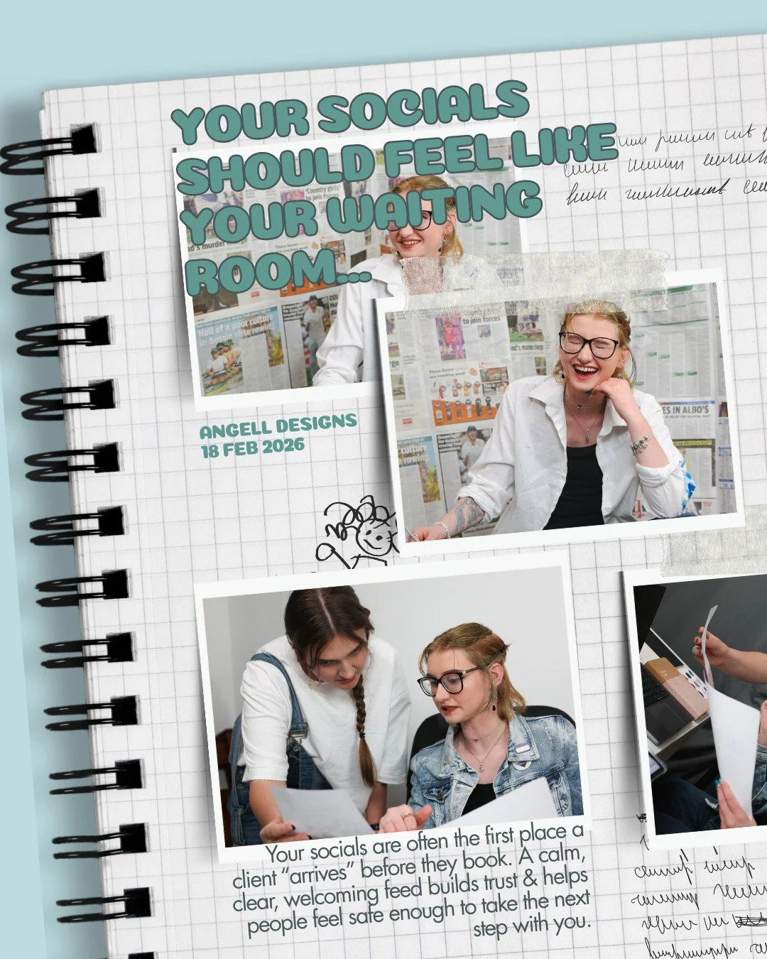 Your socials should feel like your waiting room.

Not the fluorescent, cold chair, &ldquo;why is the magazine from 2004?&rdquo; kind. The good kind. The kind that quietly tells someone, before they ever meet you, that they&rsquo;re safe here. That th