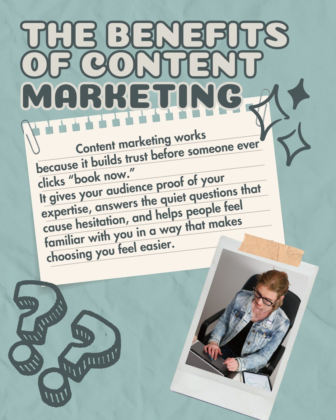 Content marketing works because it builds trust before someone ever clicks &ldquo;book now.&rdquo; It gives your audience proof of your expertise, answers the quiet questions that cause hesitation, and helps people feel familiar with you in a way tha