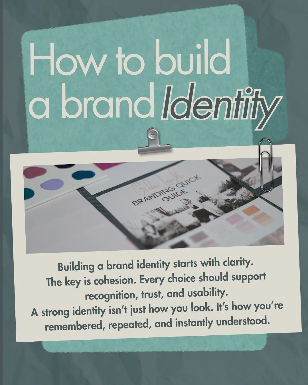 Building a brand identity always starts with clarity. Before we touch colours or fonts, we get real honest about what you do, who it&rsquo;s fort, and why it matters because if that part is fuzzy, your visuals end up doing interpretive dance trying t