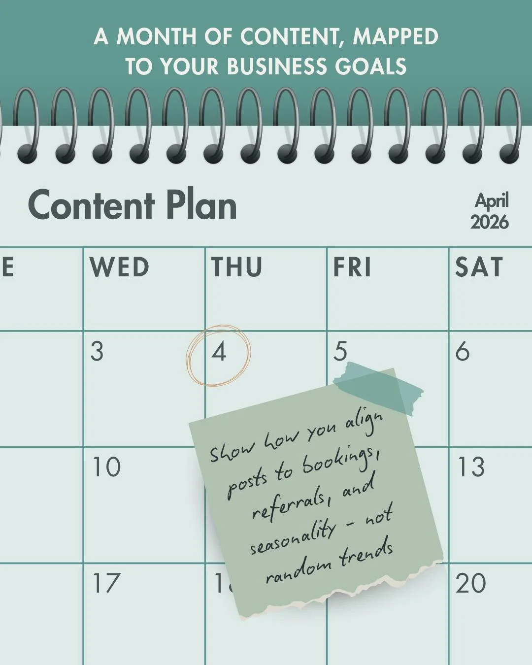 A month of content should never feel like 30 random posts pulled from the &ldquo;trend&rdquo; lottery. It should feel like a plan that knows where it&rsquo;s going&hellip; mapped out to your business goals so your marketing actually supports bookings