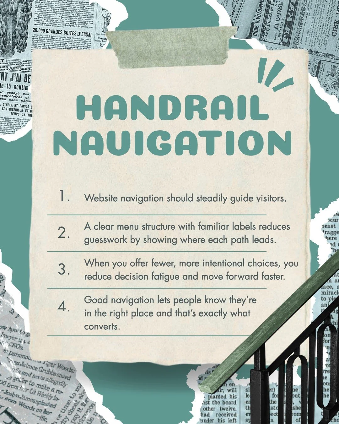 Website navigation should feel like a handrail - steady, predictable, and there when you reach for it! Not a maze or scavenger hunt. Not hidden like a Taylor Swift Easter egg.

I&rsquo;m Sam (they/them), a queer and disabled branding specialist helpi