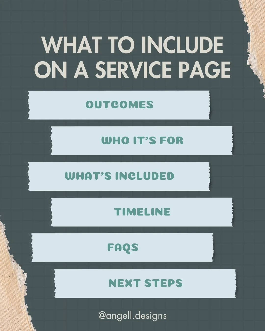 If your service page is basically &ldquo;here&rsquo;s my thing, DM me&rdquo; you&rsquo;re not giving off the mysterious vibes you think you are. You&rsquo;re actually making people work too hard!

A good service page should feel like a calm guide: cl