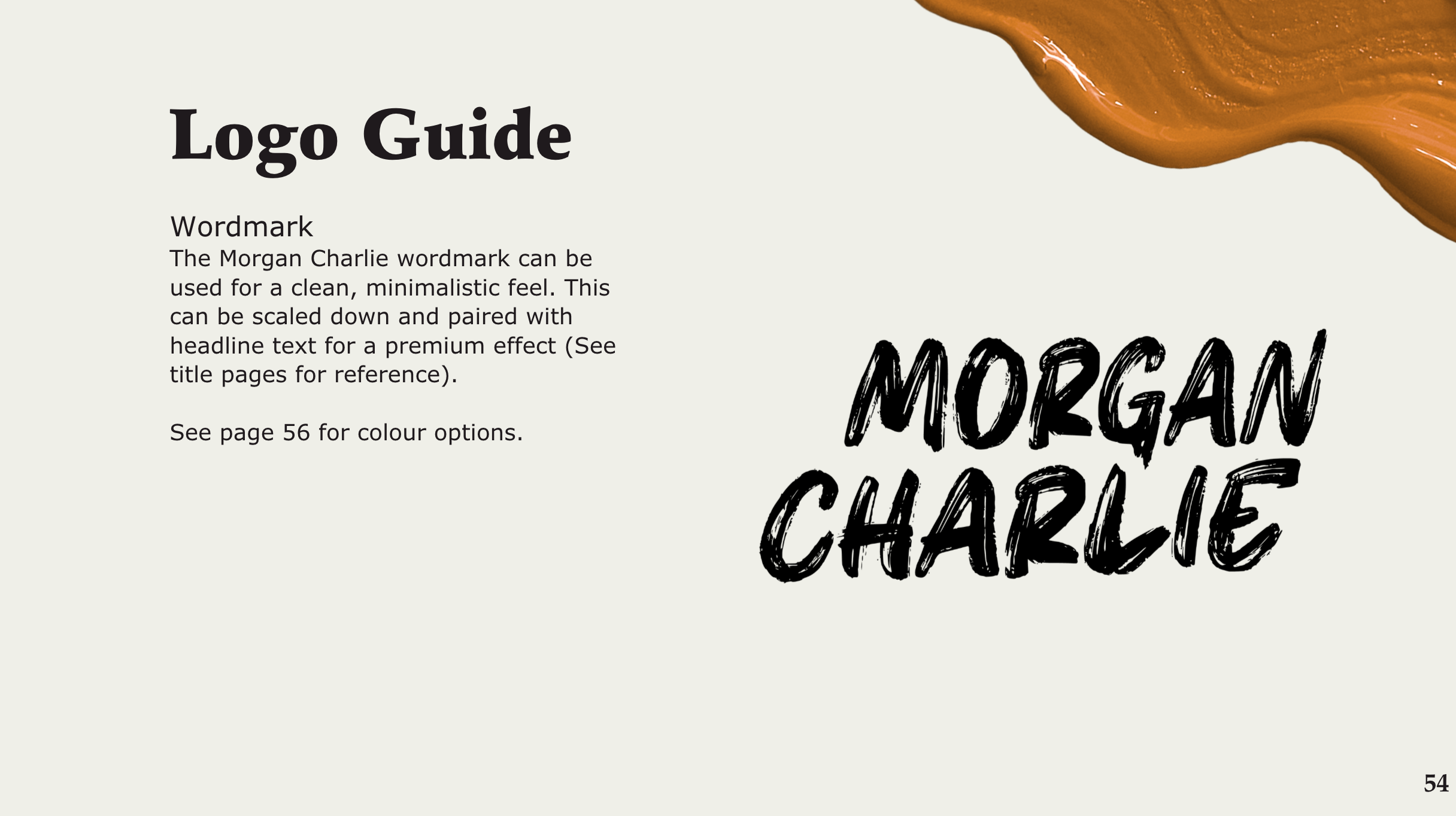 Morgan Charlie brand guidelines wordmark logo page