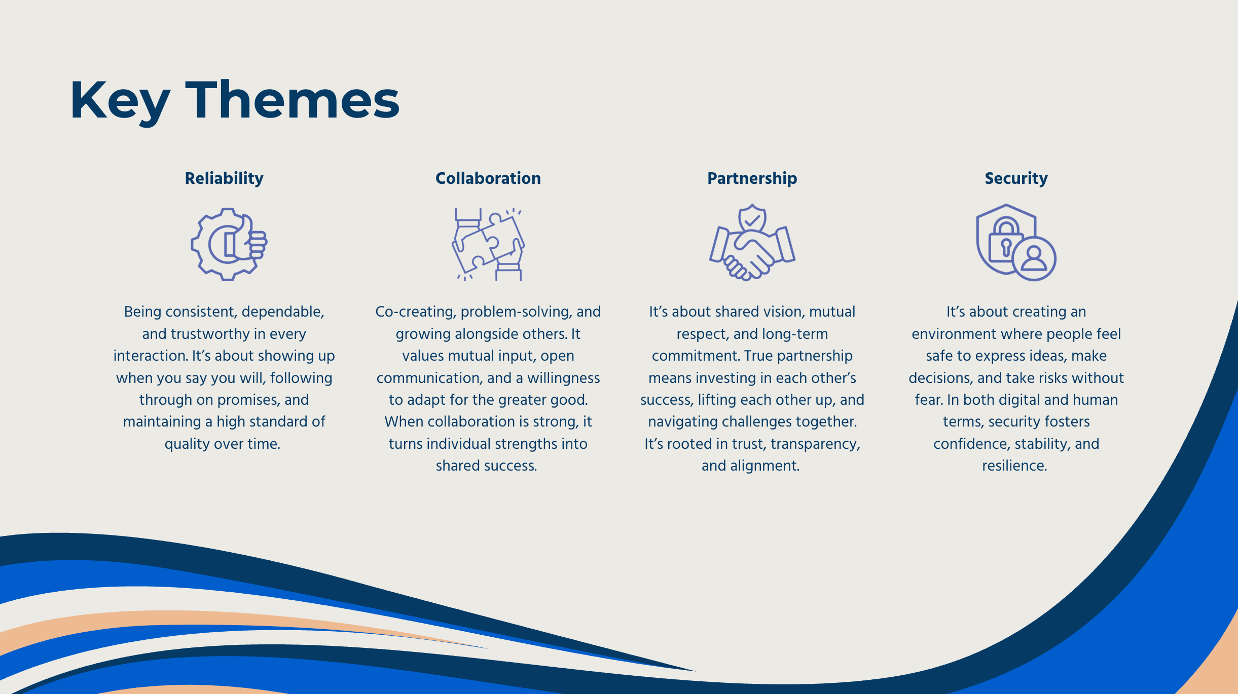 A slide deck screenshot of the FlagSalon key themes