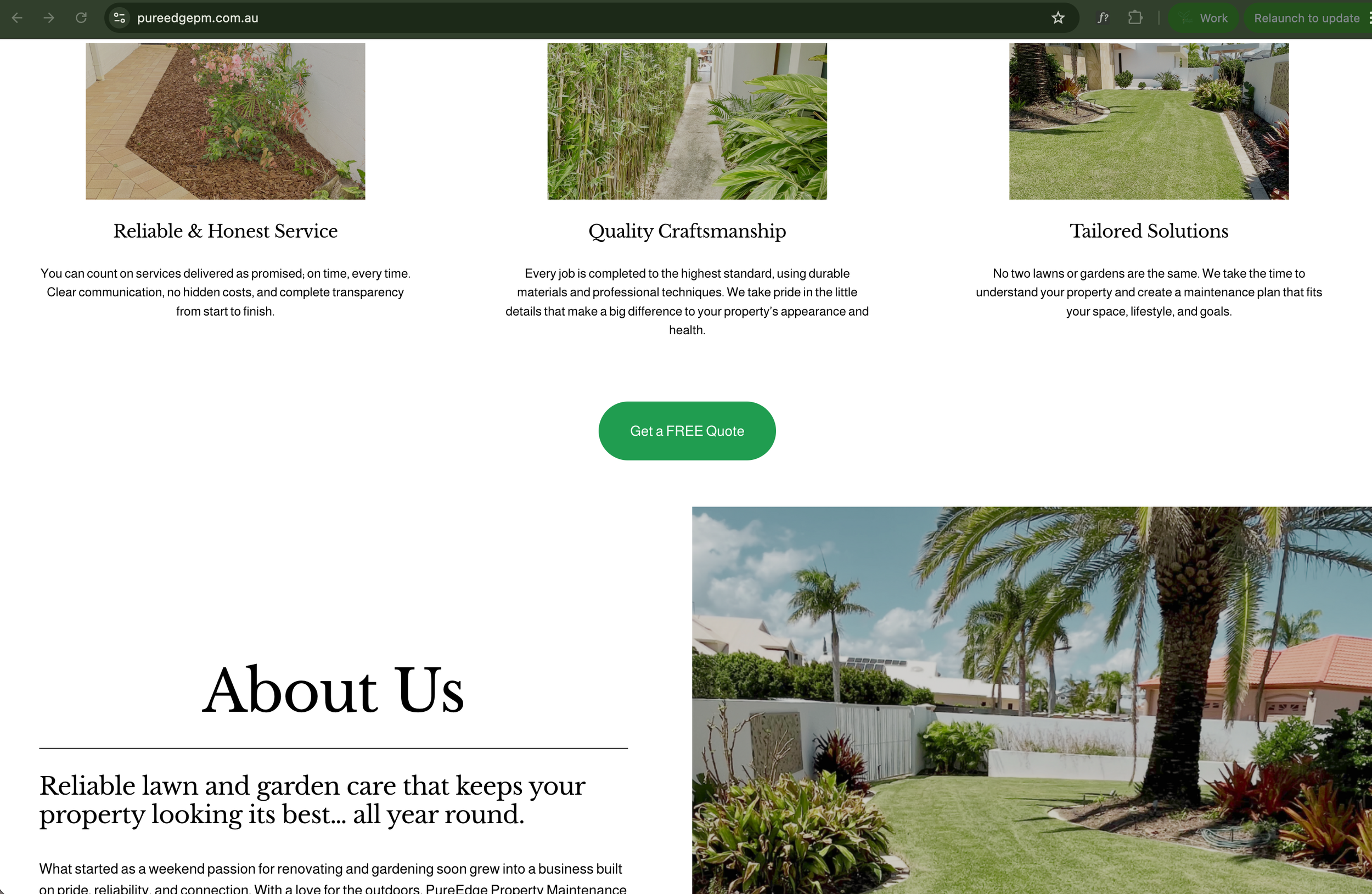 PureEdge's website home page