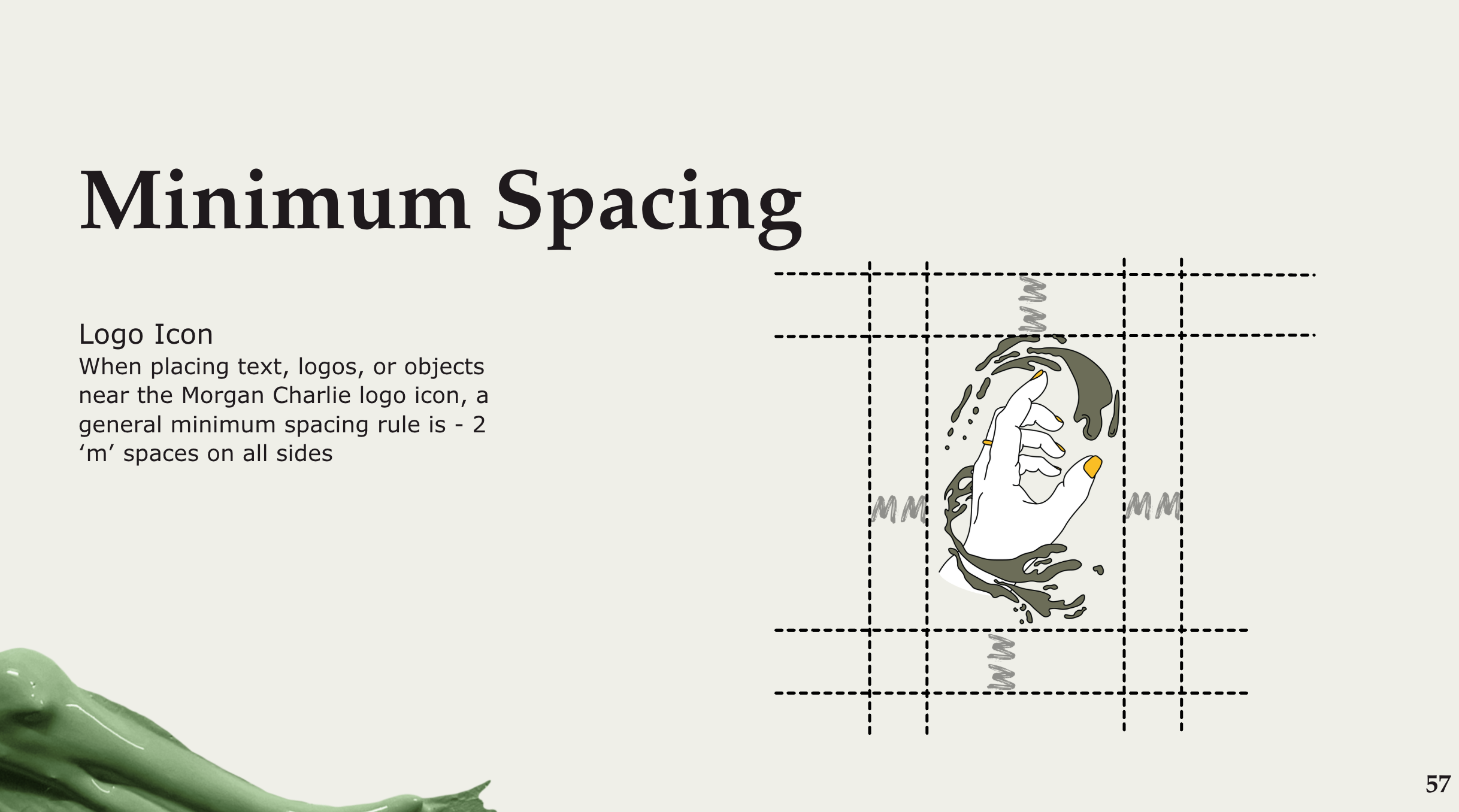 Morgan Charlie brand guidelines icon logo minimum spacing page