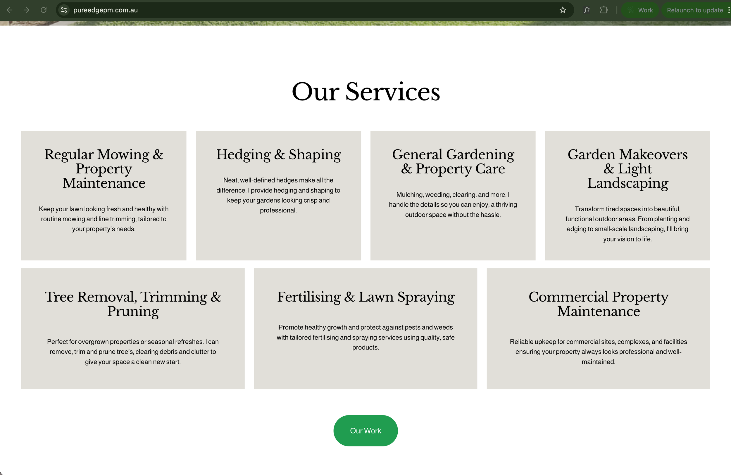 PureEdge's website home page