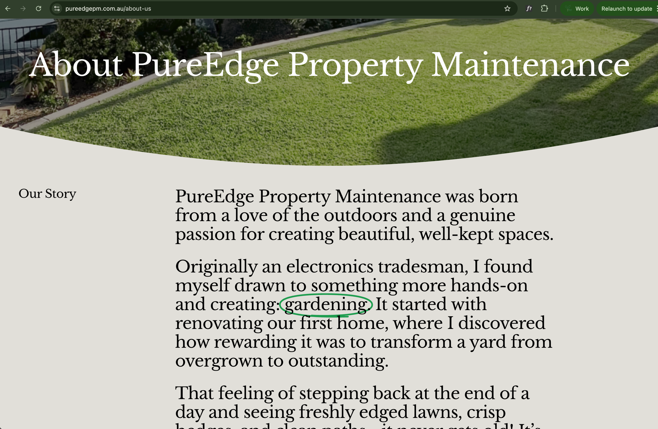 PureEdge's website about page