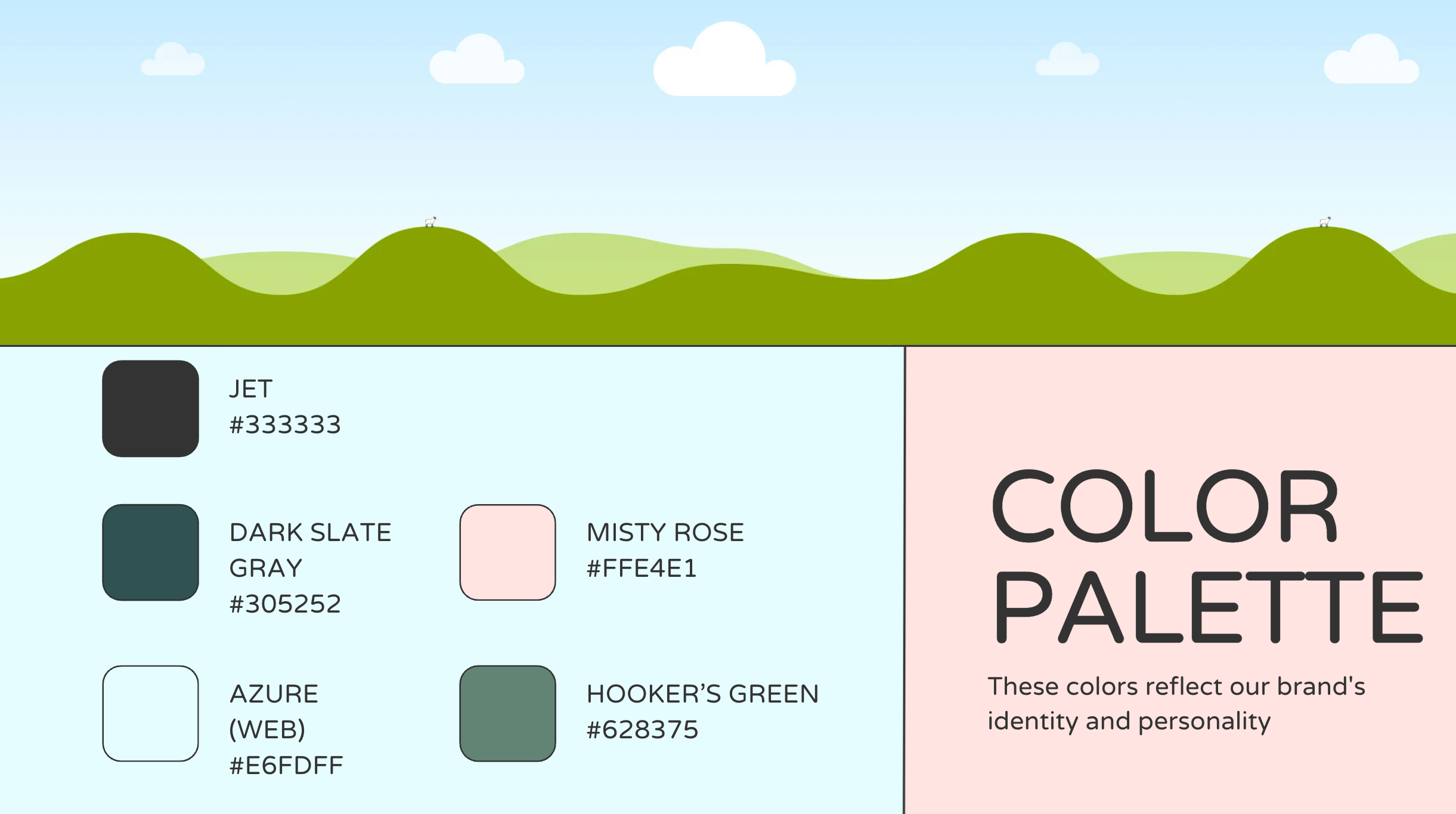 A colour palette page for Hopeful World's branding guideline with the title "Brand Guidelines"
