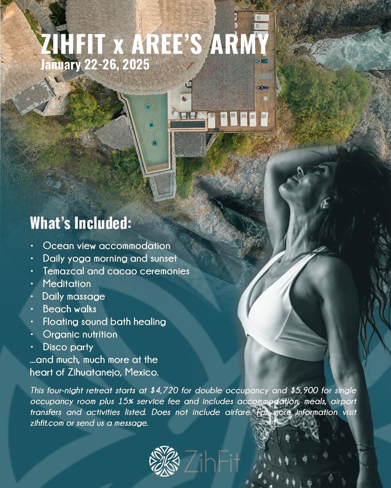 🌟Exciting announcement!🌟

You and your friends will need a wellness reset after the holiday season. The ZihFit x Aree&rsquo;s Army retreat is the perfect escape&mdash;and back🔛 January 22-26. Don&rsquo;t miss this chance to refresh, recharge, and 