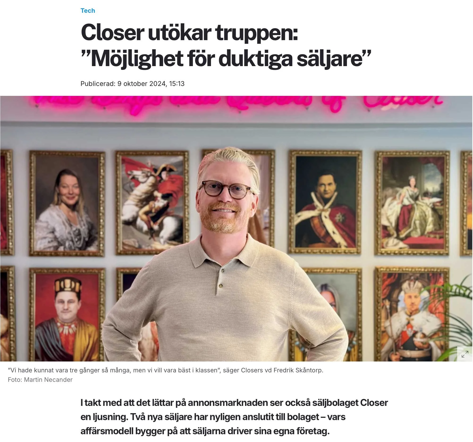 Dagens Media: Closer utökar truppen: ”Möjlighet för duktiga säljare ...